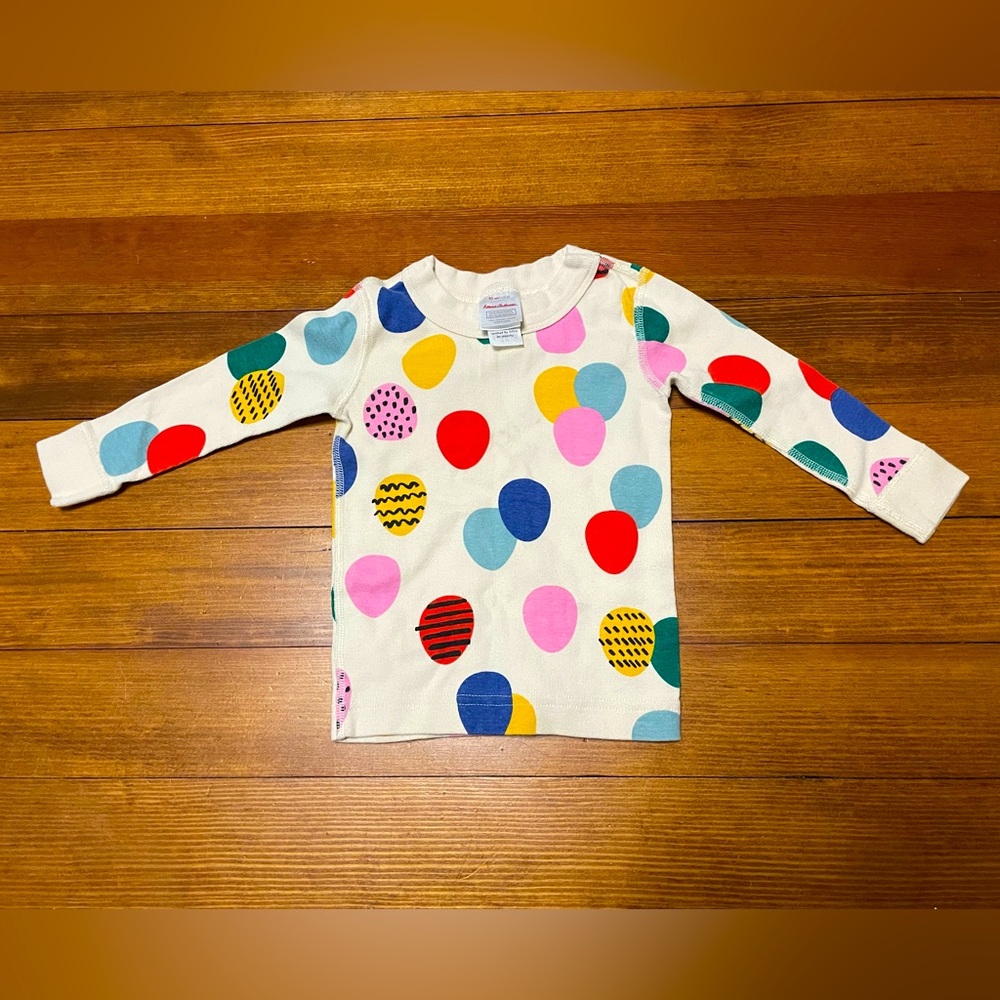 Hanna Andersson Cream Long-Sleeve Top with Multicolor Easter Eggs Size 85 cm 2T